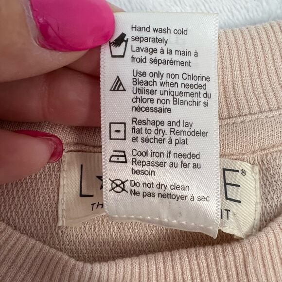 L Space Day Trippin Linen Blend Pullover Lounge Top Pink Cropped XS Cozy Soft - Picture 10 of 12